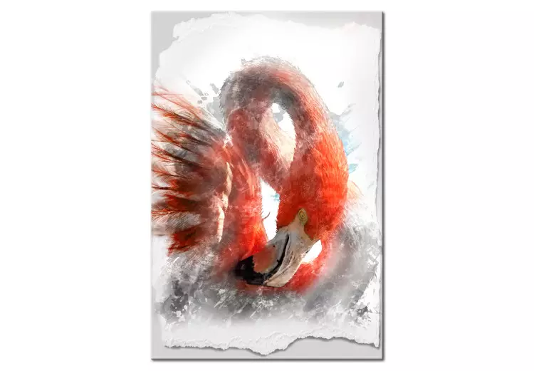 Flamingo Vermelho (1 peça) - Ave Majestosa em um Fundo Branco