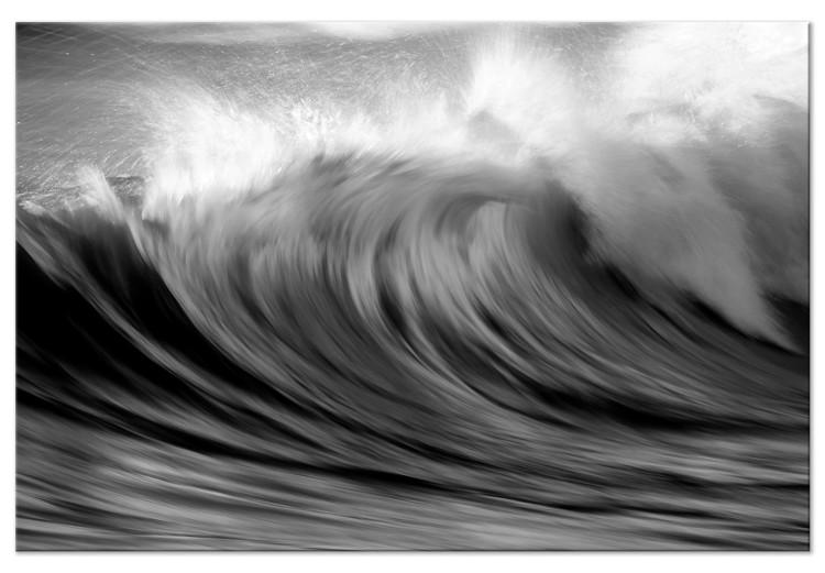 Quadro em tela Poder do Oceano (1 peça) - Fotografia em Preto e Branco de Ondas Revoltas
