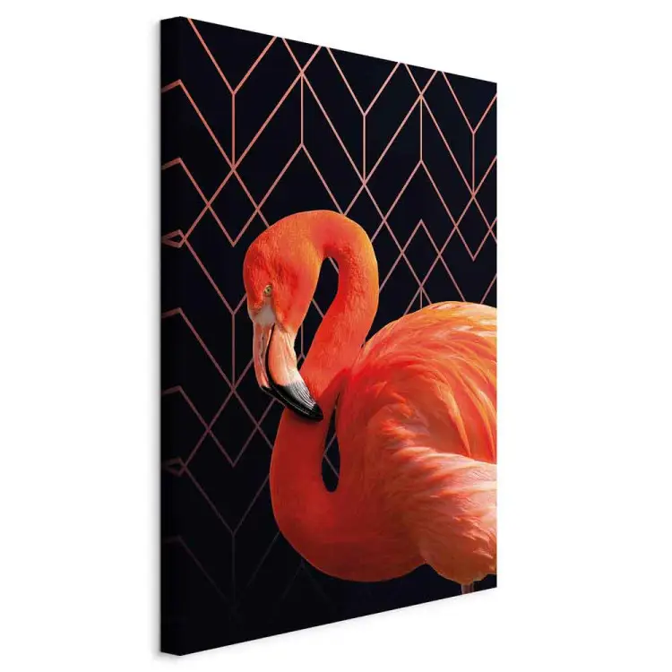 Pássaro Expressivo - Flamingo sobre Fundo de Figuras Geométricas