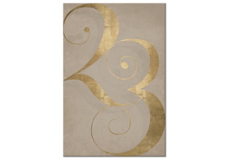 Quadro em tela 23 - número dourado com acabamento abstracto sobre fundo castanho