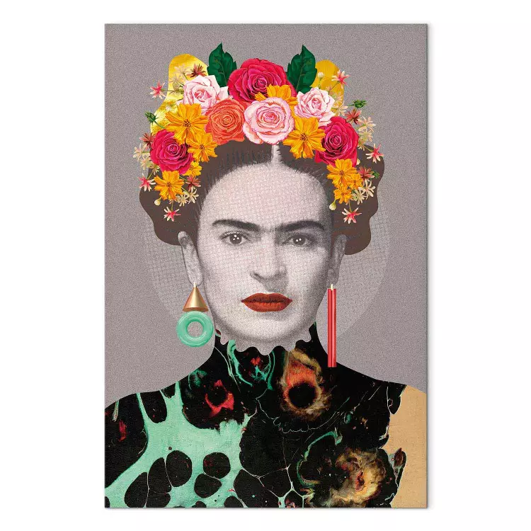 Retrato Floral de Mulher (1 peça) - Elementos Coloridos da Figura