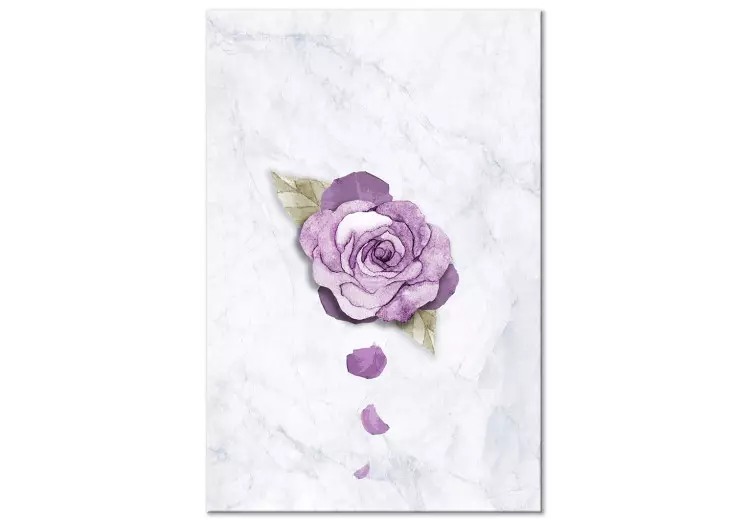 Rosa aquarela - uma planta roxa sobre um fundo de mármore claro