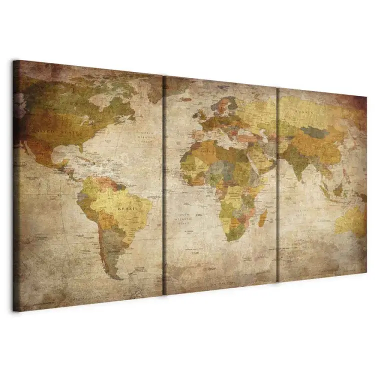 Mapa-mundo retro (3 peças)