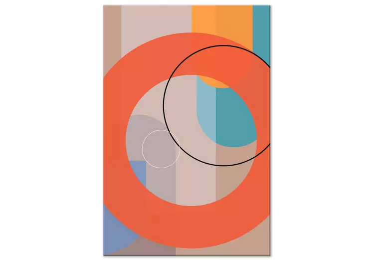 Círculos e semicírculos - figuras geométricas coloridas com fundo bege