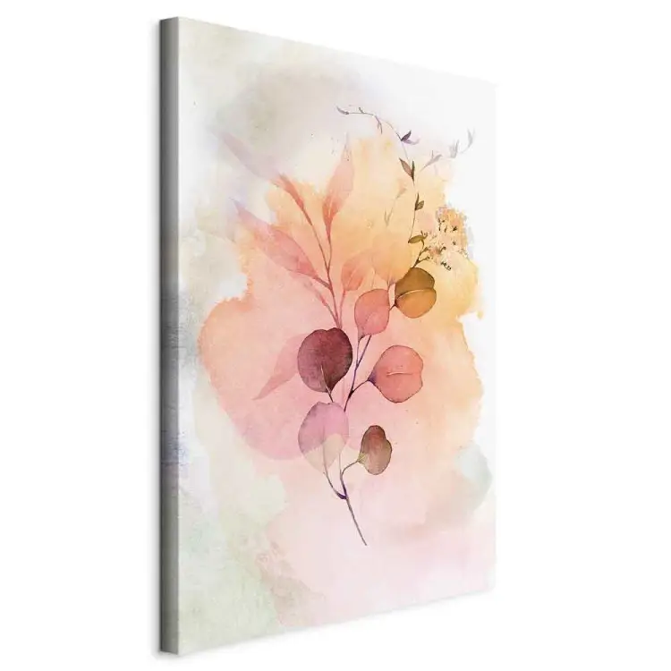 Galho Aquarela vertical - flor em fundo de tinta derramada
