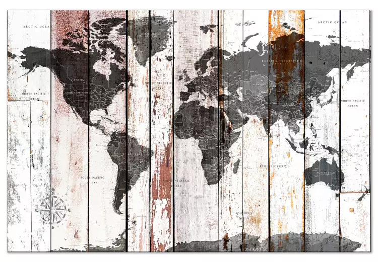 Aventura Antiga (1-parte) largo - mapa mundial em fundo de madeira