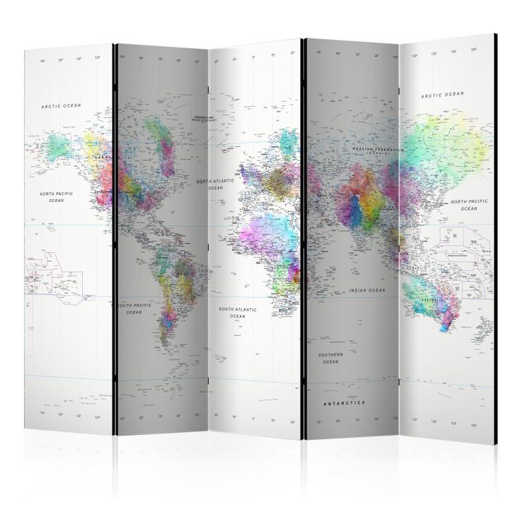 Biombo Room divider – White-colorful world map