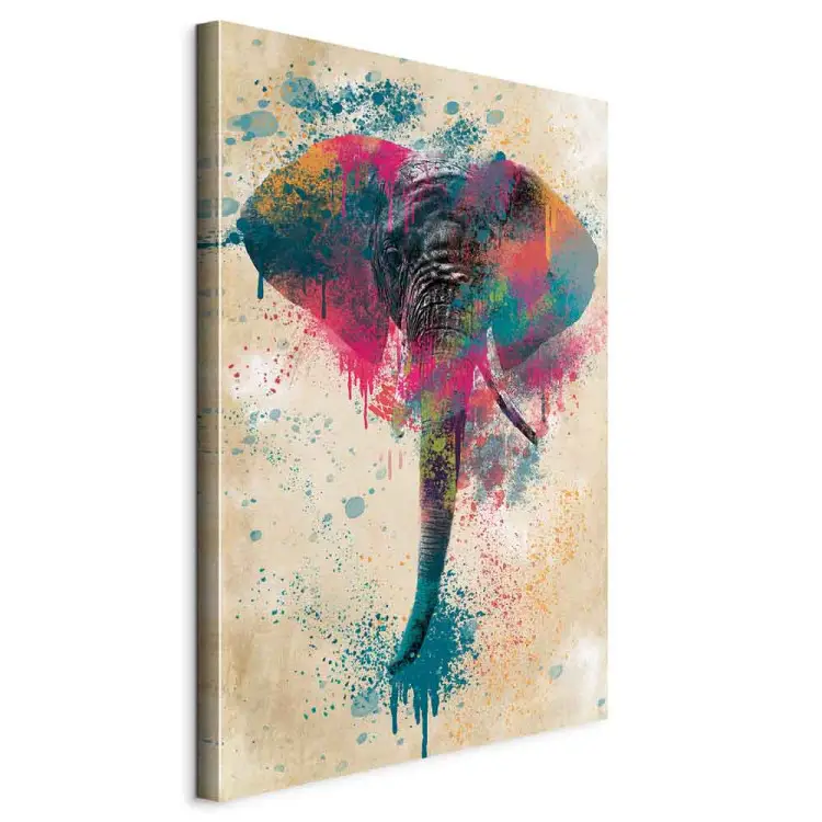 Tromba de Elefante vertical - elefante multicolorido futurista