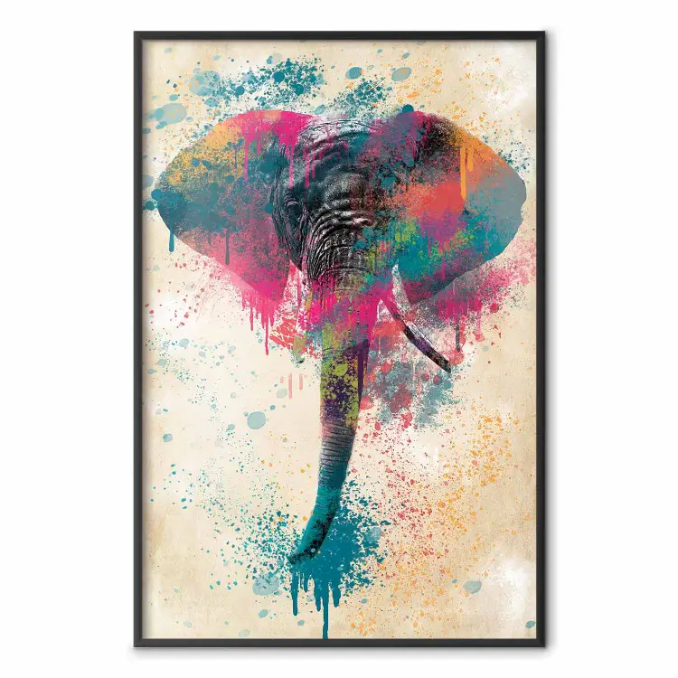 Tromba de Elefante - abstração colorida alegre com animal africano