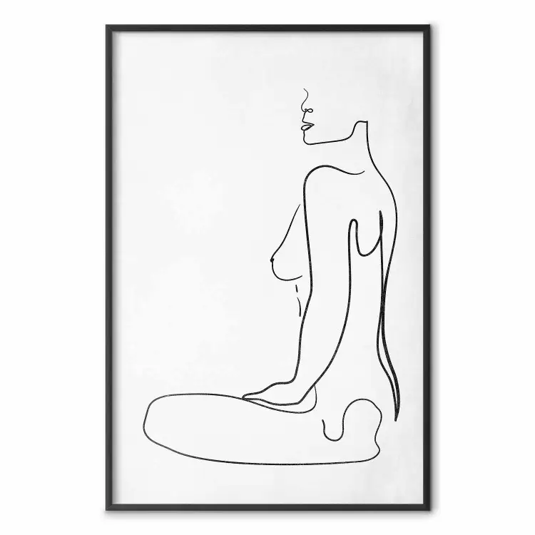 Forma Feminina - nu artístico preto de uma mulher em forma de arte de linha em fundo branco