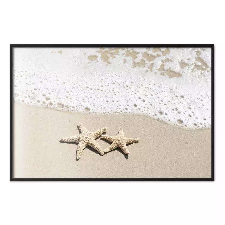 Lembrança de Férias - paisagem de praia com estrelas espalhadas na areia