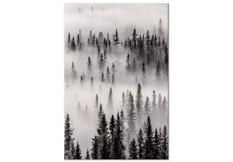 Ninho (1 peça) Vertical - paisagem de floresta escura e nebulosa