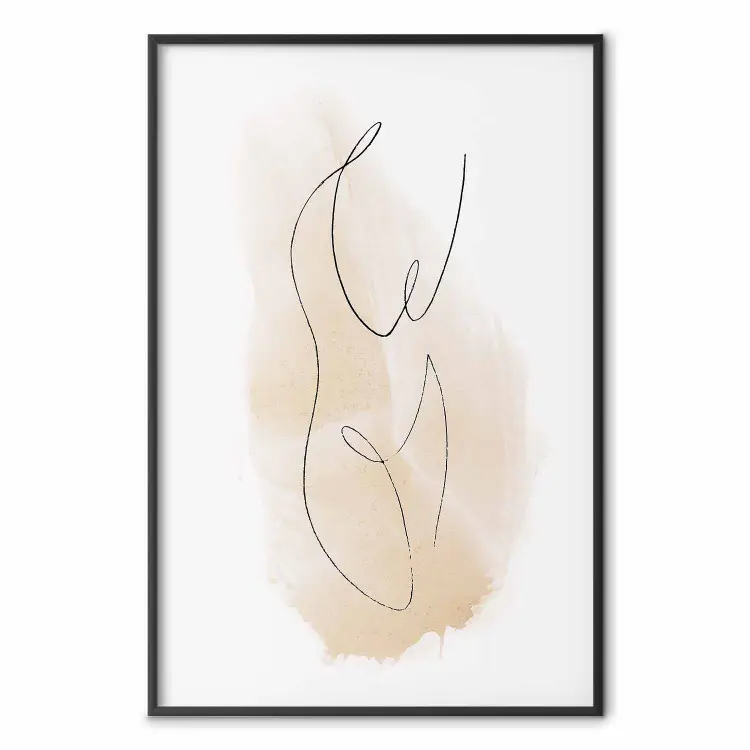 Fio de Ariadne - arte abstrata de linha de personagens em um fundo com uma mancha marrom