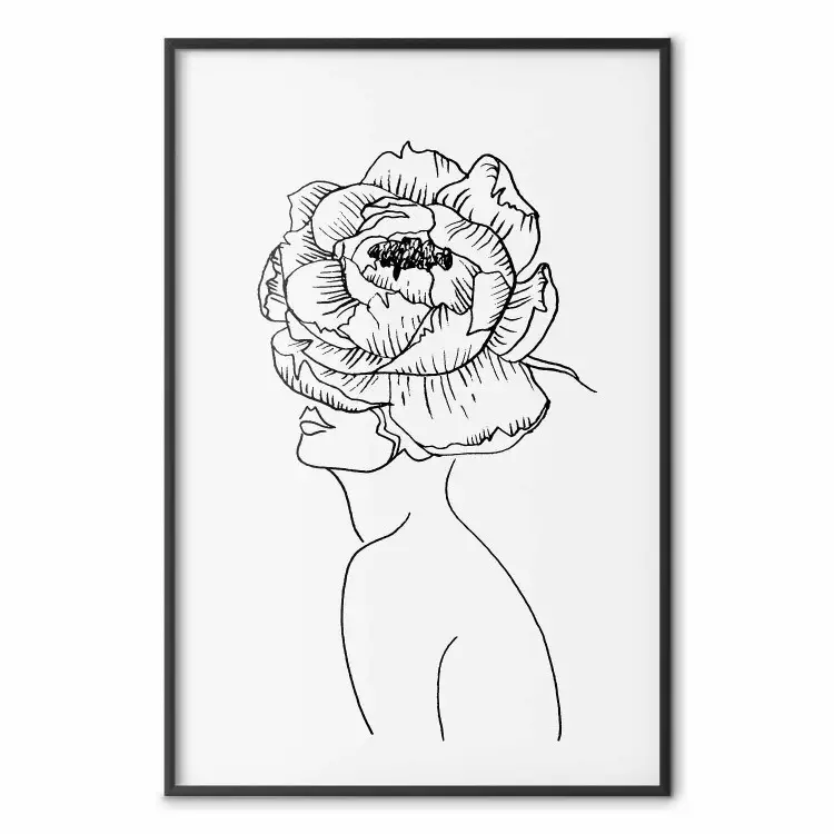 Rosto da Juventude - retrato de uma mulher com flores em um fundo claro