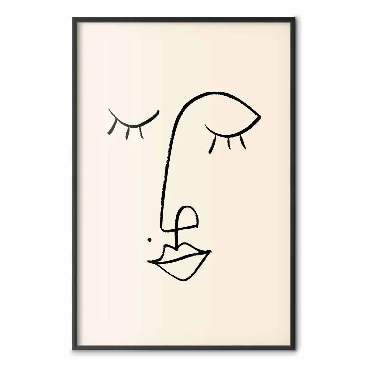 Marca de Beleza Brincalhona - arte de linha de um rosto em um fundo abstrato claro