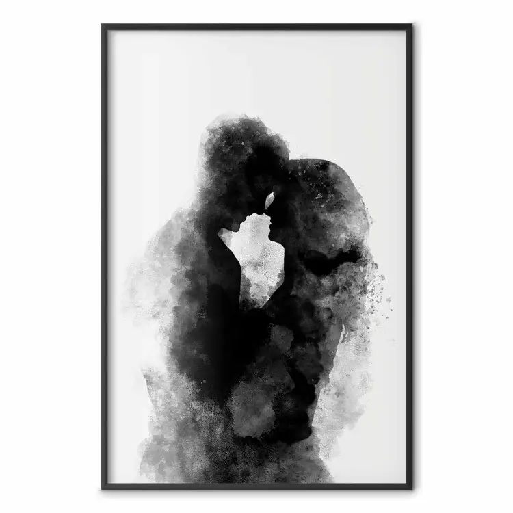 Memória de um Beijo - casal apaixonado em preto em um motivo de aquarela