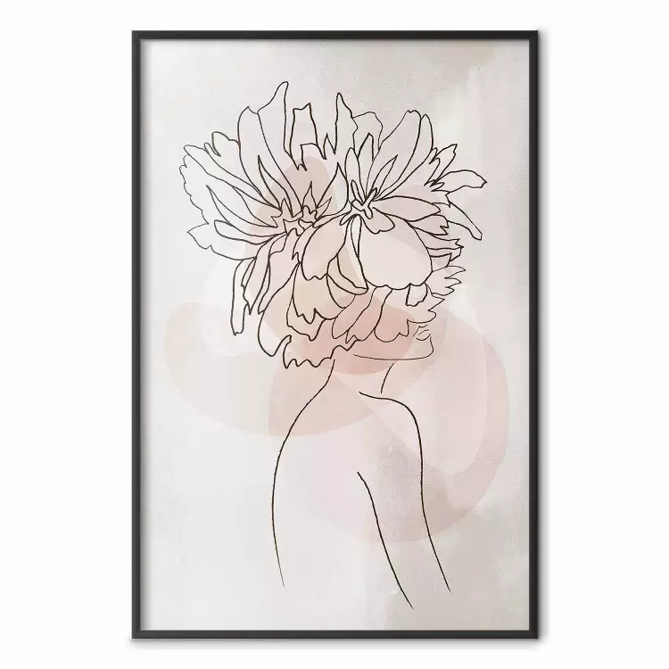 Flores da Sophie - line art abstrato de uma mulher com flores na cabeça