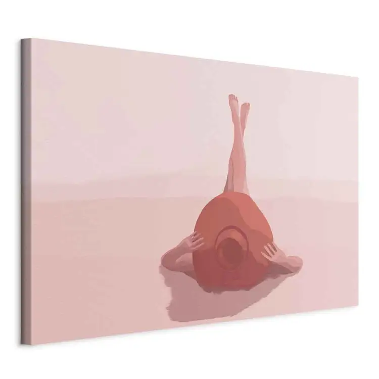 Mulher com um chapéu - paisagem marítima pastel com uma mulher