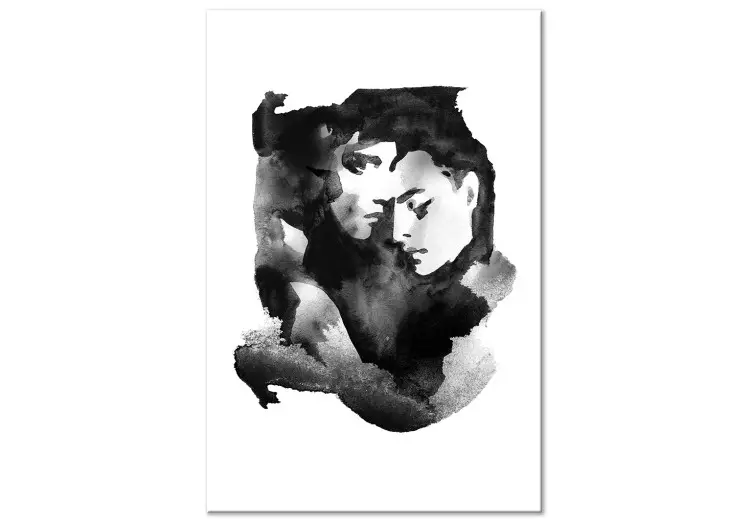 O amor abraça - gráficos a preto e branco a aguarela com duas pessoas