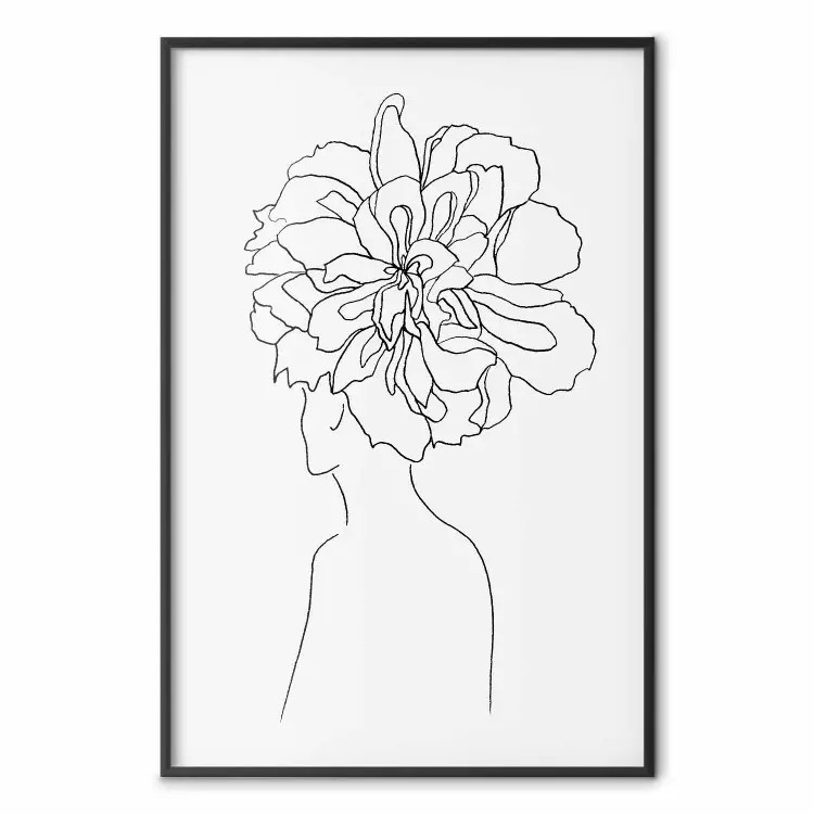 Centro de Memórias - line art abstrato de uma mulher com flores na cabeça