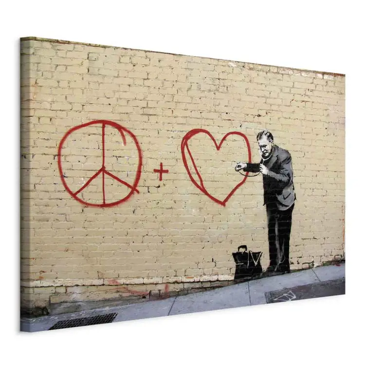 Médico Pacifista (Banksy) - arte de rua de um homem em uma parede de tijolo