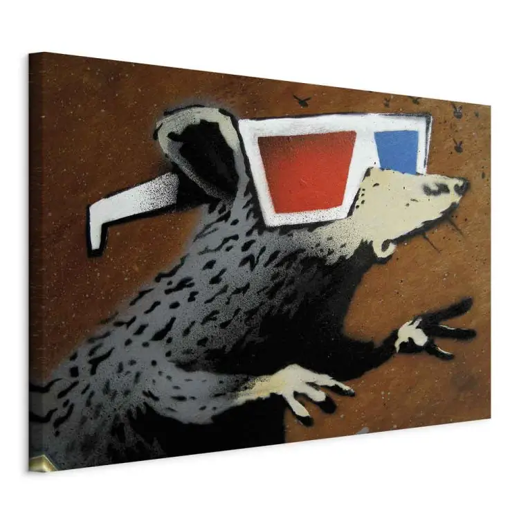 Rato em Óculos 3D (Banksy) - arte de rua de um animal excêntrico