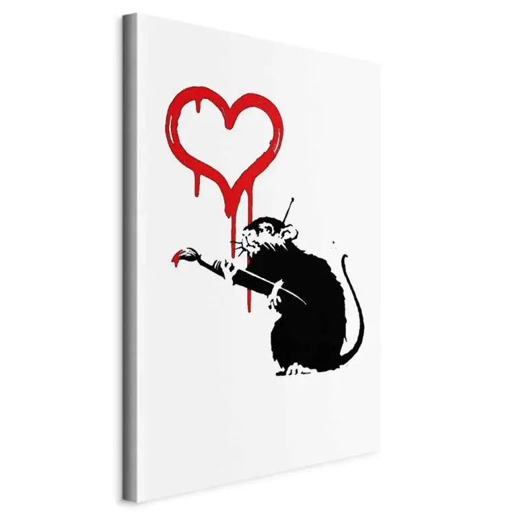 Rato do Amor Vertical - arte de rua de um rato como pintor de corações