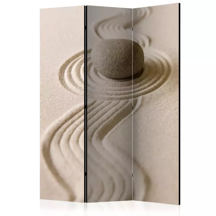 Zen: Equilíbrio (3 peças) - composição quente com pedra sobre areia