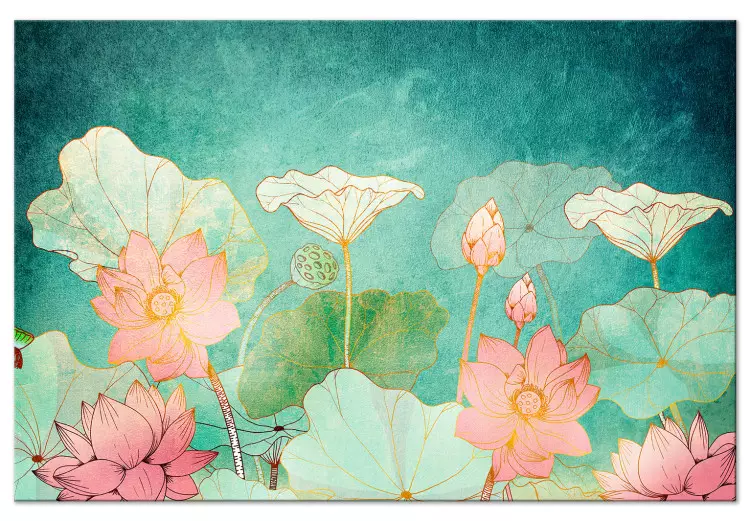Flores de Conto de Fadas (1 peça) Largo - plantas coloridas e caricatas