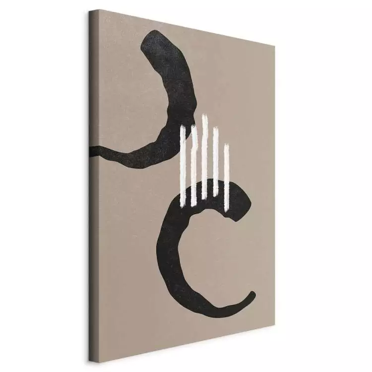 Meio círculo preto - estilo boho scandi abstracto sobre fundo bege