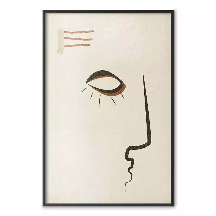 Retrato de Adela - padrão facial em um fundo bege em um motivo abstrato