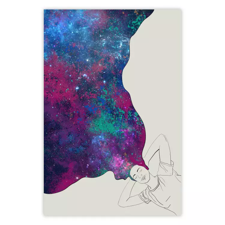 Sonhos Cósmicos - mulher abstrata com cabelo lembrando o espaço