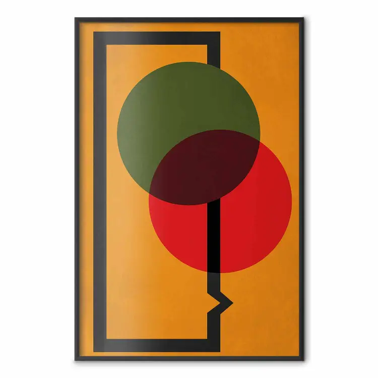 Composição de Círculos - círculos abstratos coloridos em um fundo laranja
