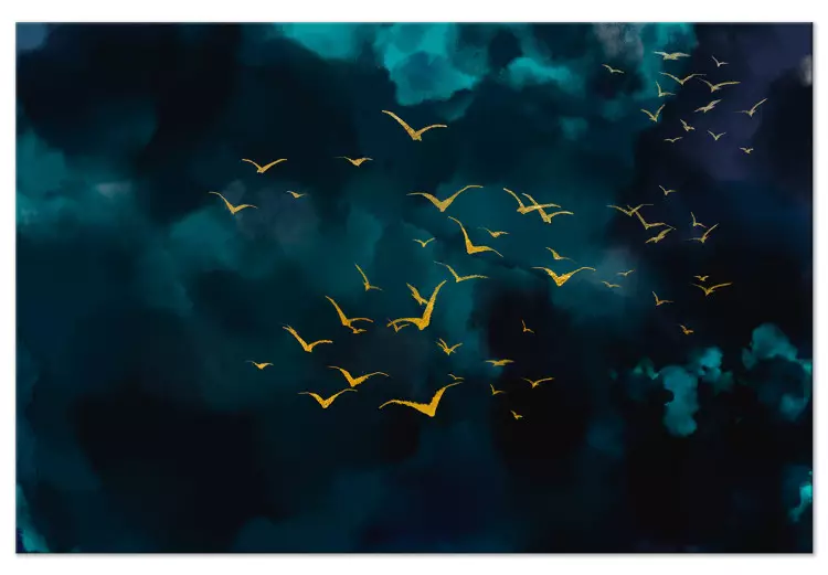 Céu Antes da Tempestade (1 peça) Largo - paisagem com pássaros dourados