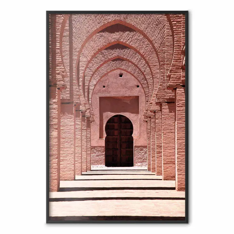 Arcadas Rosa - composição de arquitetura de colunas de tijolos em Marrocos