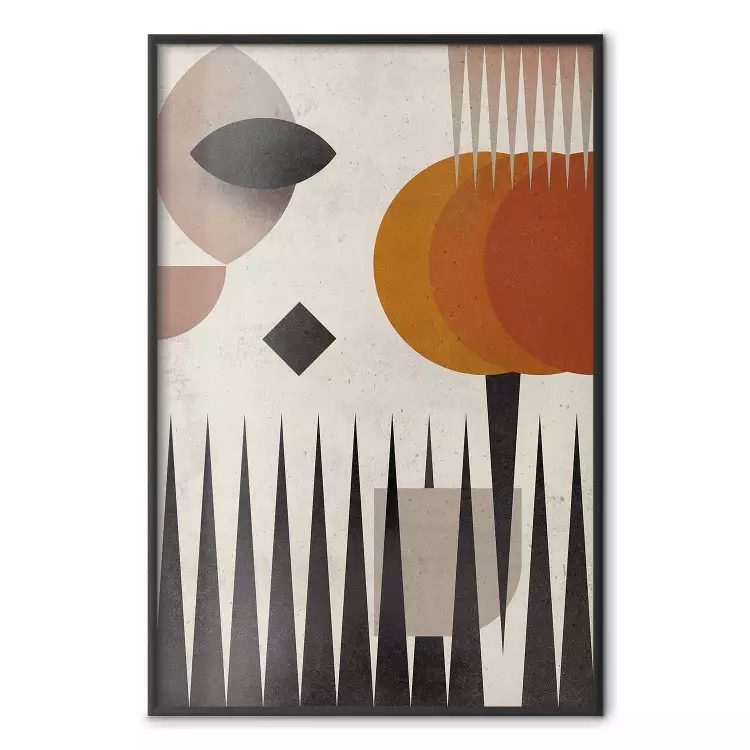 Sol por Trás das Montanhas - figuras geométricas coloridas em um estilo abstrato