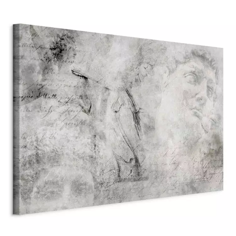 Renascença - abstracção com imagens de esculturas e inscrições