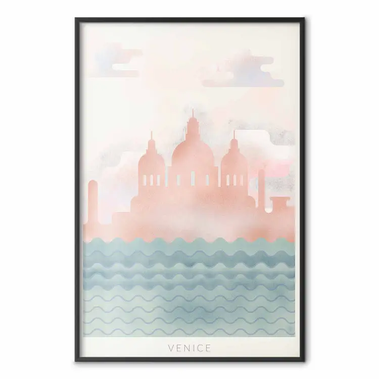 Primavera em Veneza - composição pastel do mar em frente à arquitetura