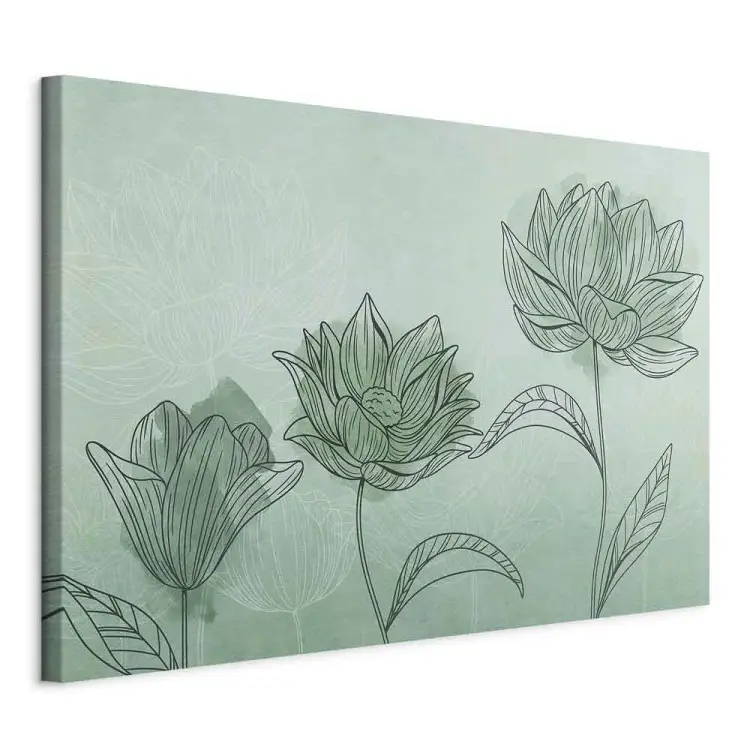 Trio floral - abstracção com motivo floral em água-marinha