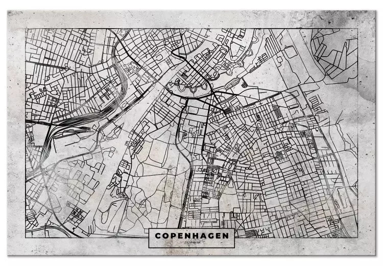 Mapa de Copenhaga - mapa da cidade de Copenhaga a preto e branco