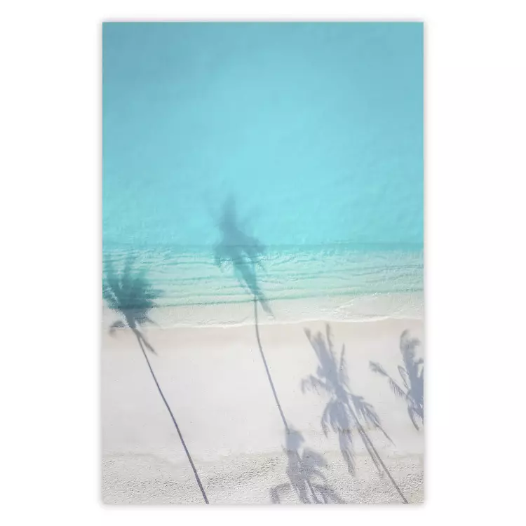 Manhã Turquesa - paisagem à beira-mar com sombra vívida de palmeiras