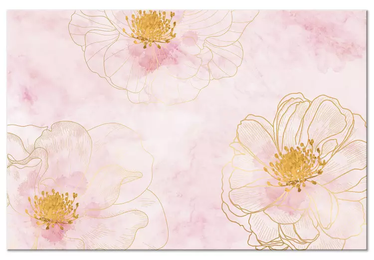 Blossom - abstracção com três flores sobre um fundo rosa esbatido