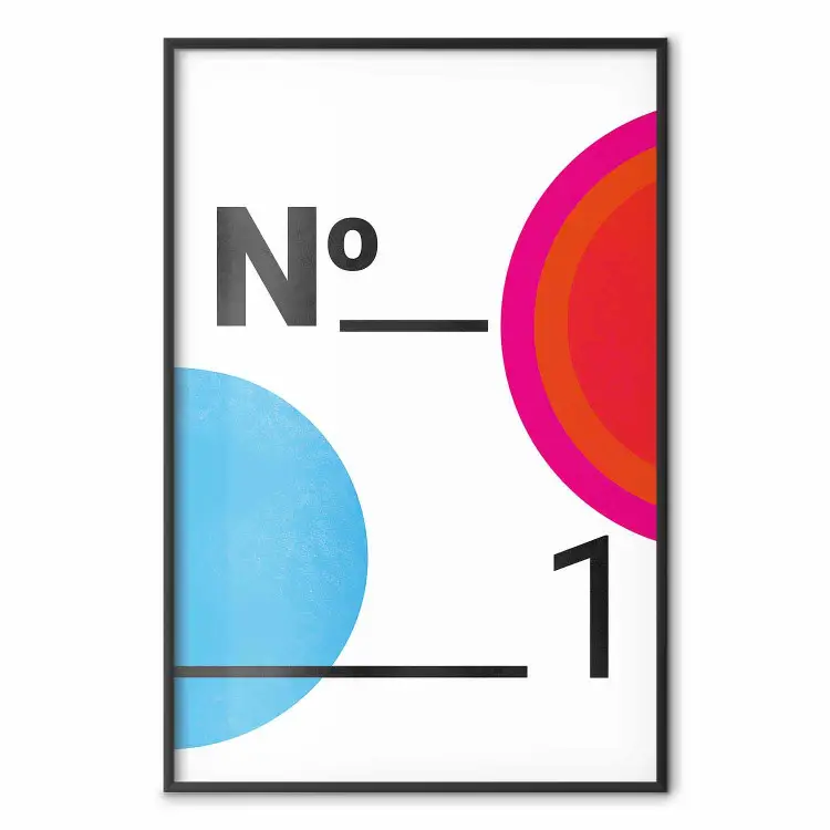 Número 1 - números pretos e figuras geométricas coloridas em um fundo branco