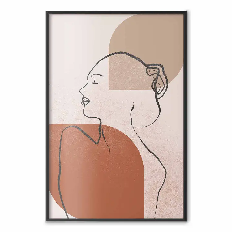 Esperando pelo Sol - arte linear de uma silhueta feminina em um fundo abstrato
