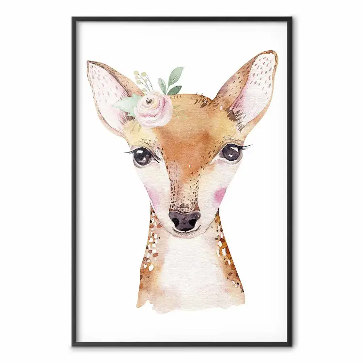 Cervatillo - retrato engraçado de um animal em um fundo branco contrastante