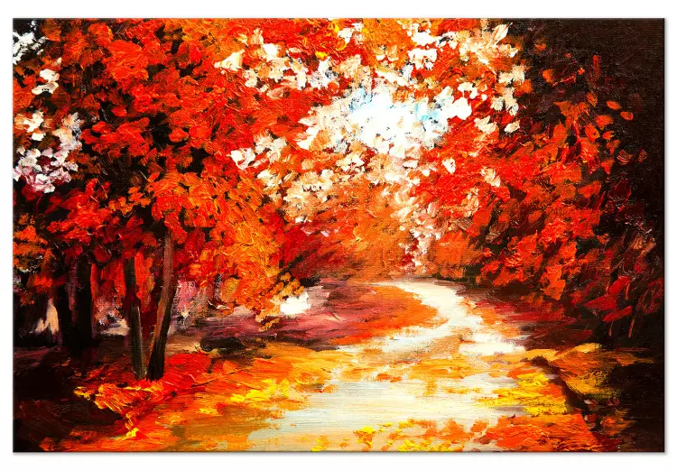 Caminho de Outono através das árvores - paisagem impressionista