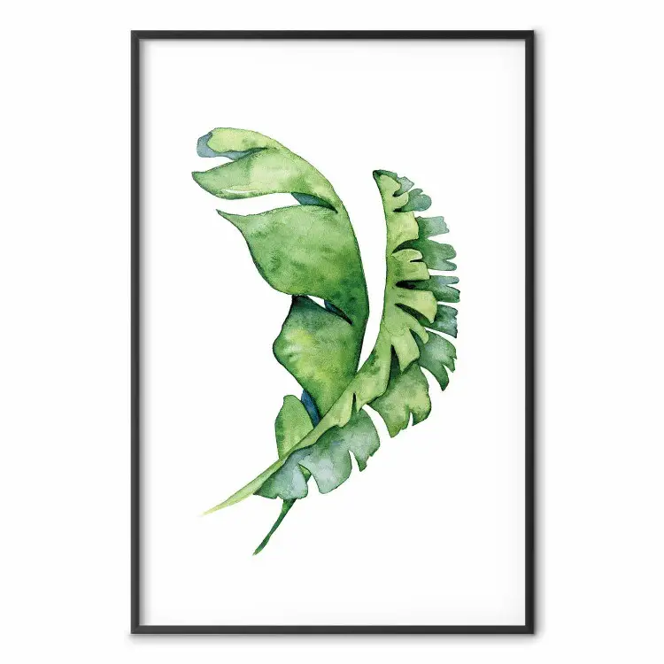 Folhas Entrelaçadas - composição em aquarela com folhagem verde sobre branco