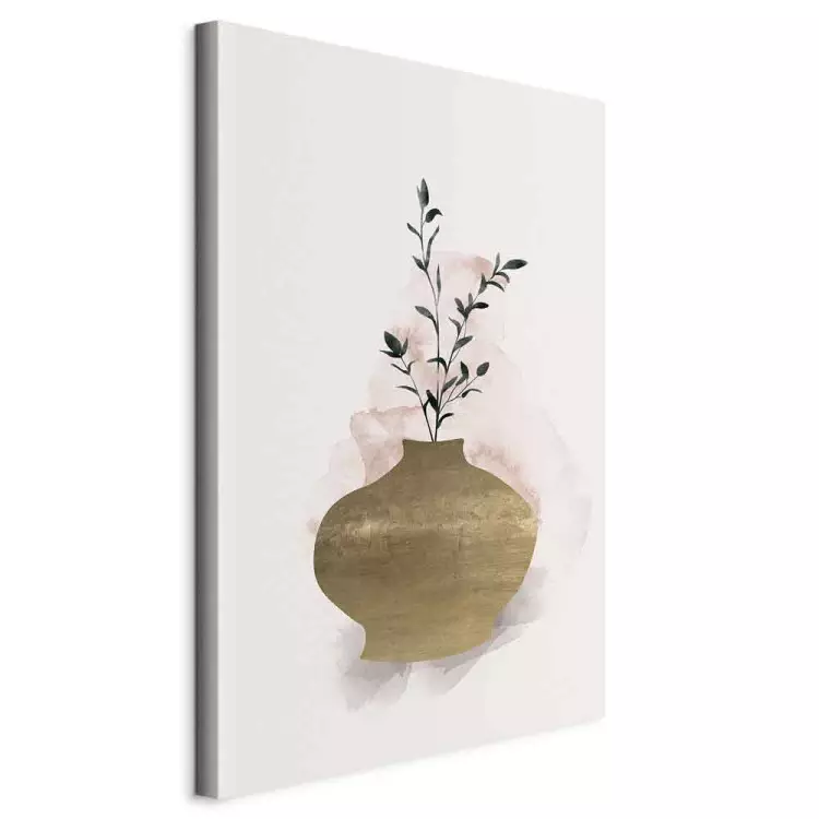 Jarra castanha com ramo verde - naturezas mortas em estilo scandi boho
