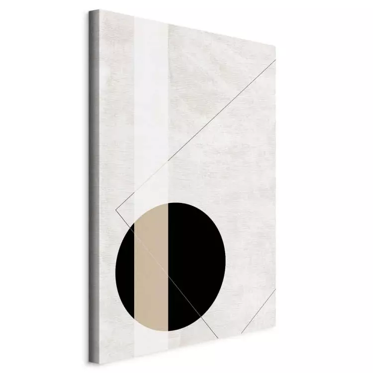 Círculo e rectângulo preto - abstracção geométrica sobre fundo bege