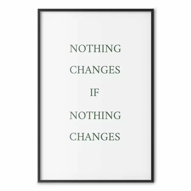 Changes - composição com inscrições verdes em inglês sobre um fundo branco